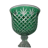 Cut Crystal Emerald Green Centerpiece Pedestal vase Bowl - Eva Essentials